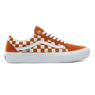 checkerboard vans orange