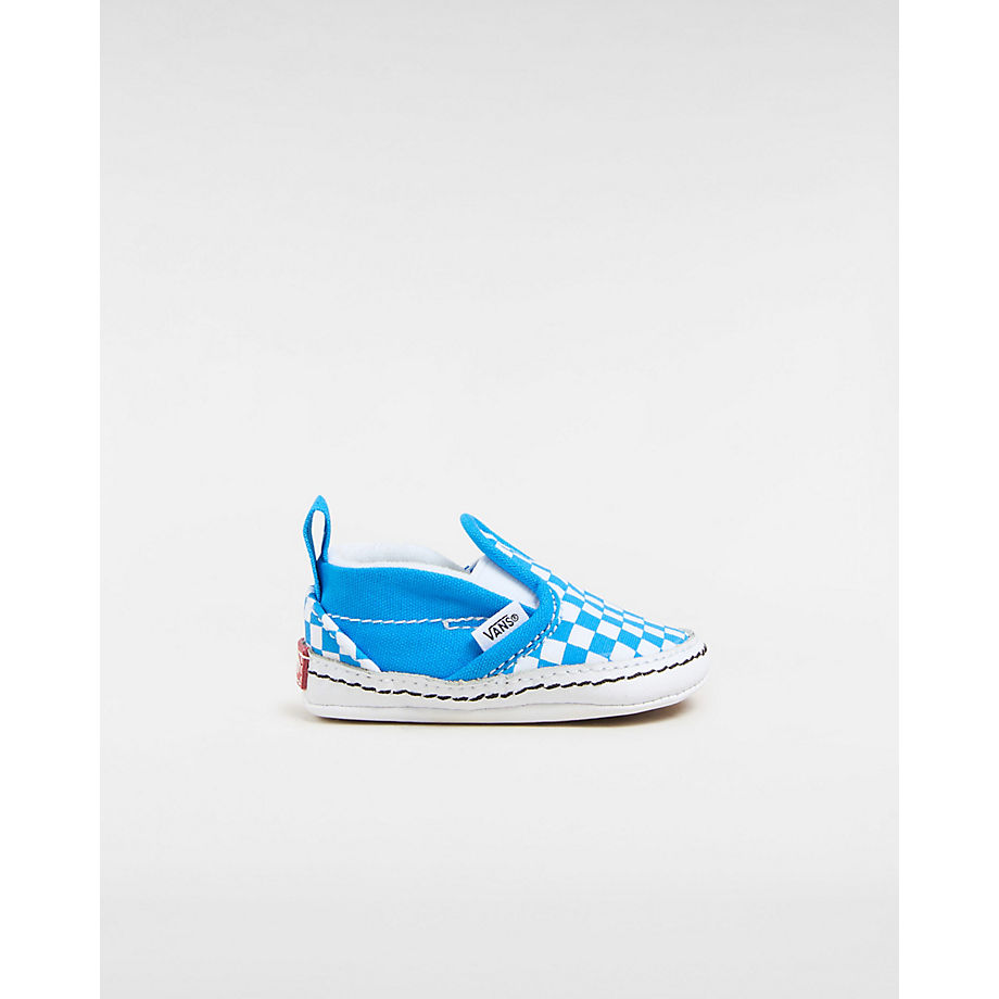 Vans Infant Checkerboard Slip-on Hook And Loop Crib Shoes (0-1 Year) (color Theory Checkerboard Brilliant Blue) Infant White