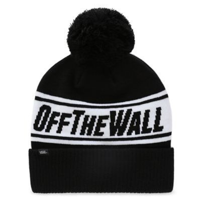 Off The Wall Pom Beanie | Black, White | Vans