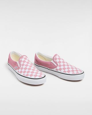 Classic Slip On Checkerboard Shoes Pink Vans