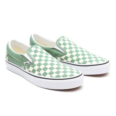 Checkerboard Classic Slip-On Shoes | Green | Vans