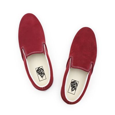 Plain red best sale slip on vans