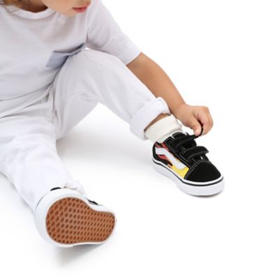 Zapatillas de bebé con adherente Flame Old con (1-4 | Negro Vans