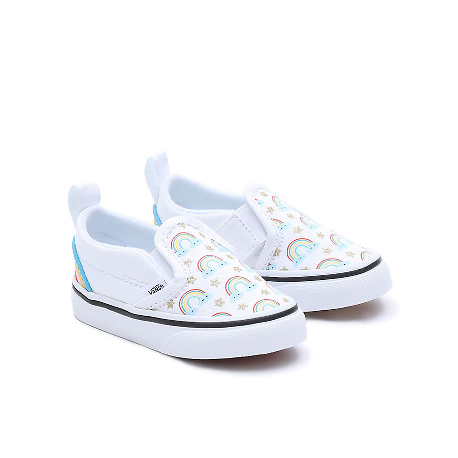 Vans Toddler Slip-on Hook And Loop Shoes (1-4 Years) (true White/mult) Toddler White