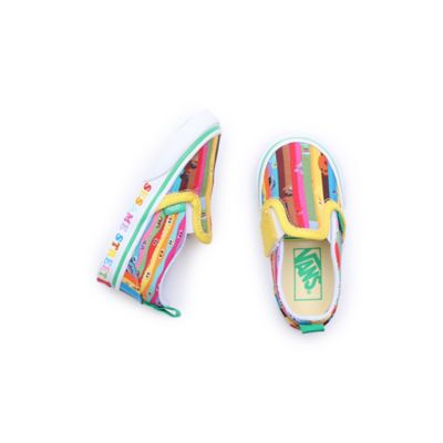 Vans rainbow best sale slip on kids