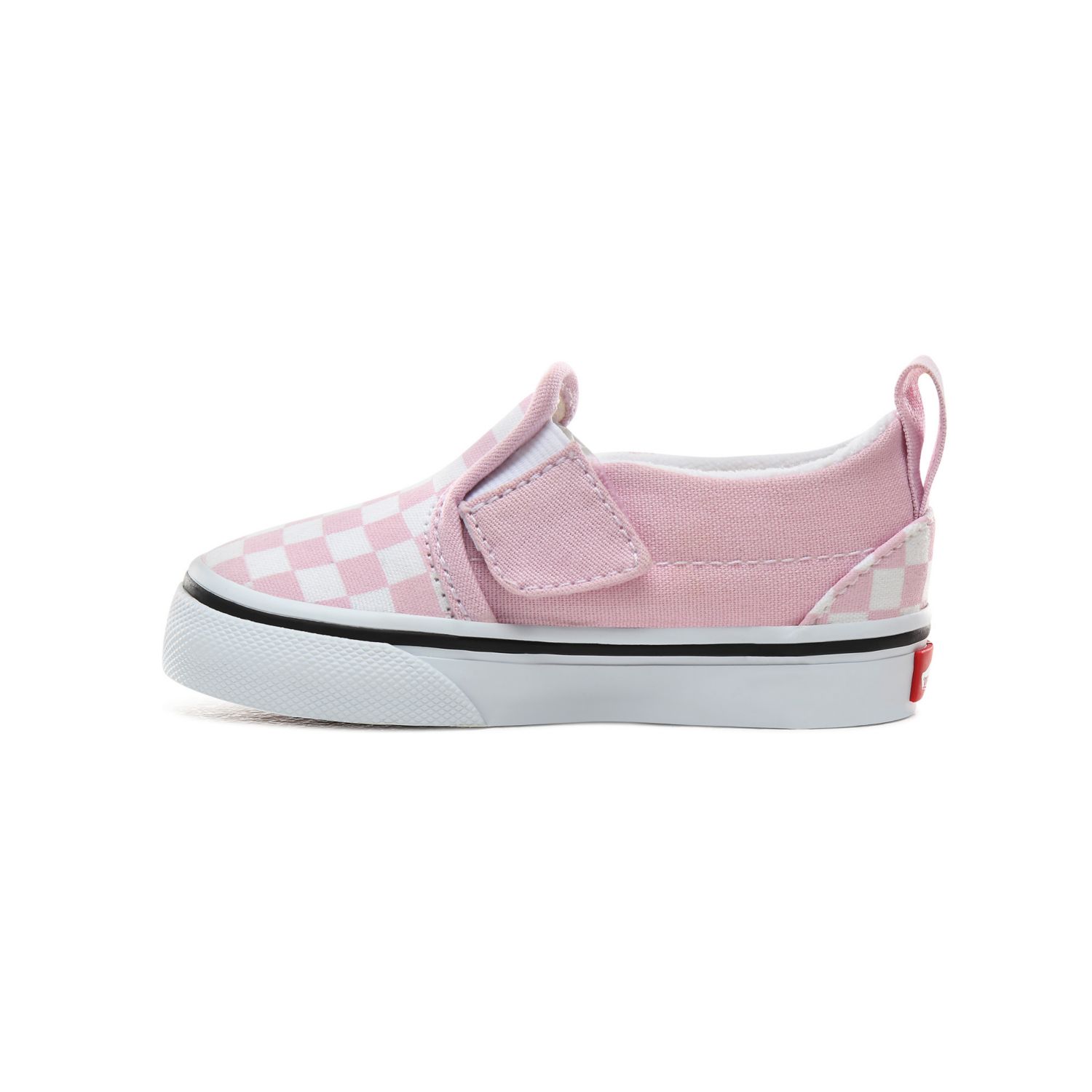 Vans pink checkered hot sale slip ons