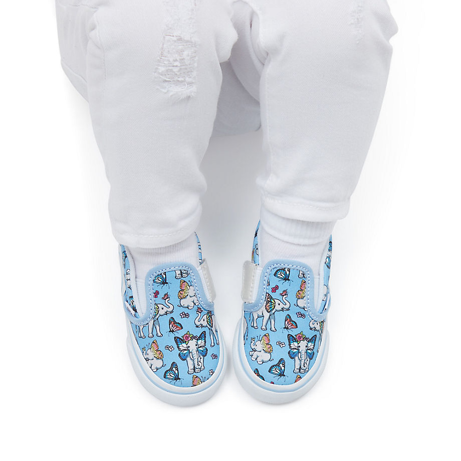 Vans Toddler Slip-on Hook And Loop Shoes (1-4 Years) (grey/blue) Toddler Blue