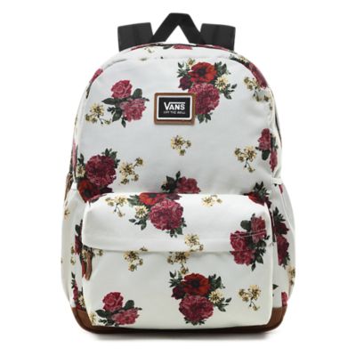 vans white floral backpack