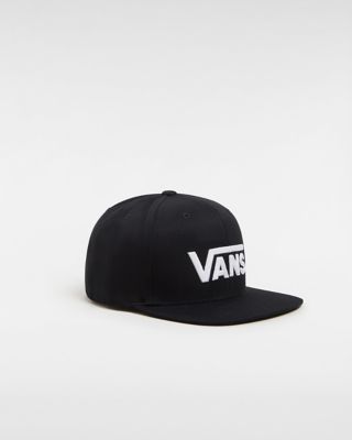 Vans Kids Drop V Snapback Hat (8-14  Years) (black-white) Youth White