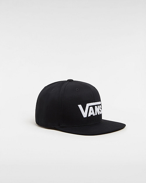 Vans Kids Drop V Snapback Hat (8-14  Years) (black-white) Youth White