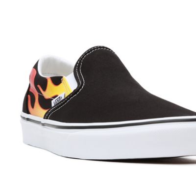 Vans black clearance flame slip on