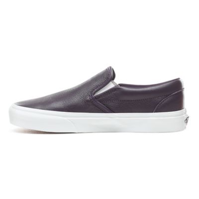 Womens leather best sale slip on vans