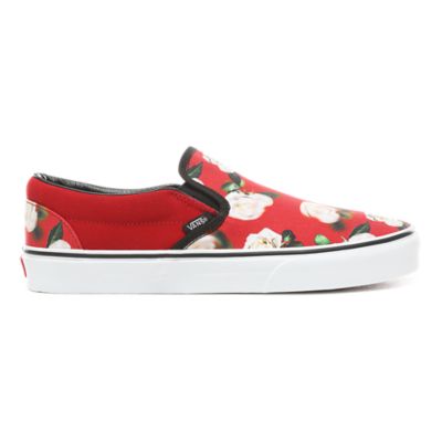 Romantic Floral Slip-On Shoes | Red | Vans