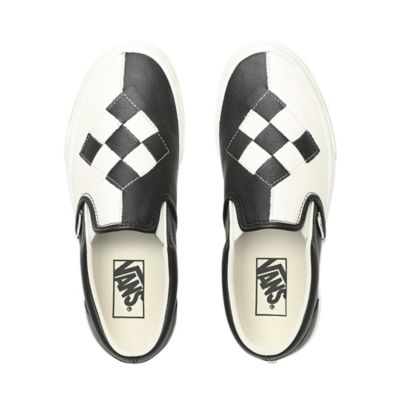 vans leather checkerboard slip on