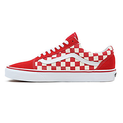  Vans Old Skool Primary Checker Racing RED/White Size