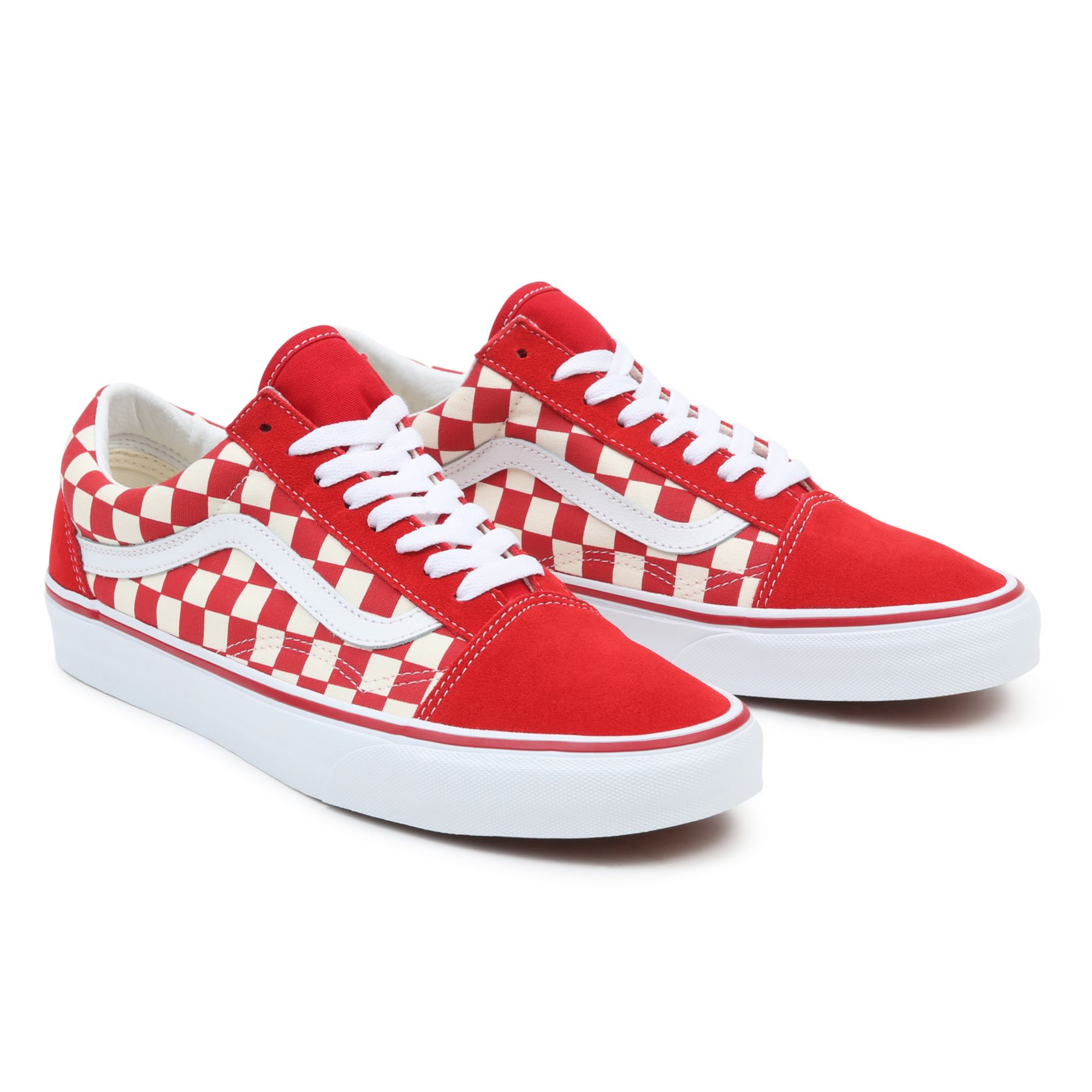 Vans slip on on sale platform red checkerboard