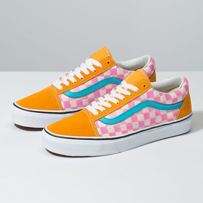 Old skool rainbow checkerboard hot sale vans