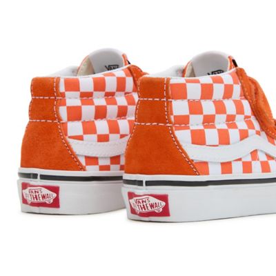 Orange checkerboard old skool hot sale vans