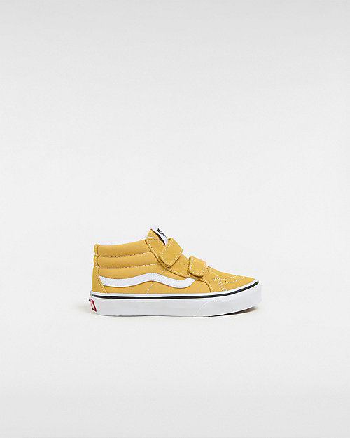 Vans Kids Sk8-mid Reissue Hook And Loop Shoes (4-8 Years) (color Theory Golden Glow) Kids Yellow