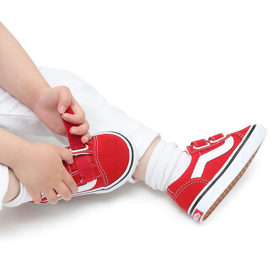 VANS Zapatillas De Bebé Old Skool Con Velcro (1-4 Años) (racing Red/true White) Toddler Rojo, Talla 26.5