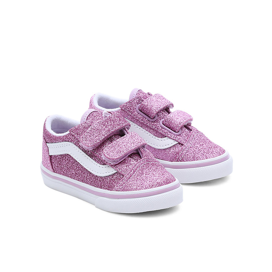 Vans Toddler Glitter Old Skool Hook And Loop Shoes (1-4 Years) (lilac) Toddler Purple