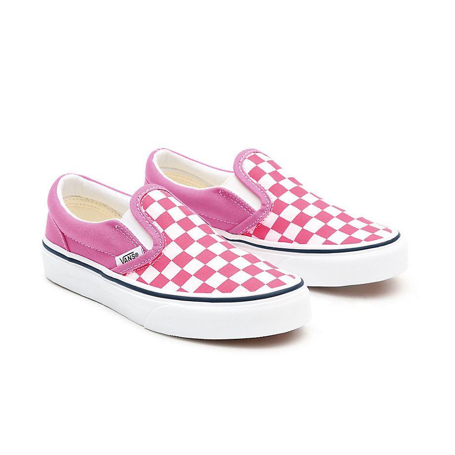 Vans Kids Customs Pink Checkerboard Slip-on Shoes (4-8 Years) (pink) Kids Pink
