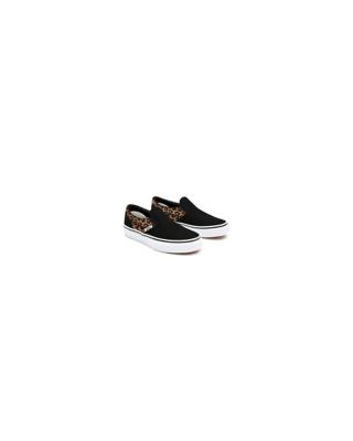 Chaussures Junior Black Leopard Slip-On Personnalisées (4-8 Ans)