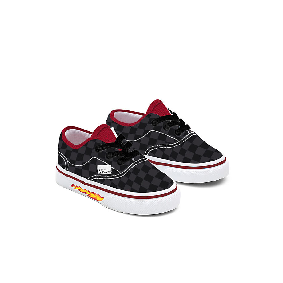 Vans Toddler Customs Checkerboard Flame Authentic Shoes (1-4 Years) (black) Toddler Black