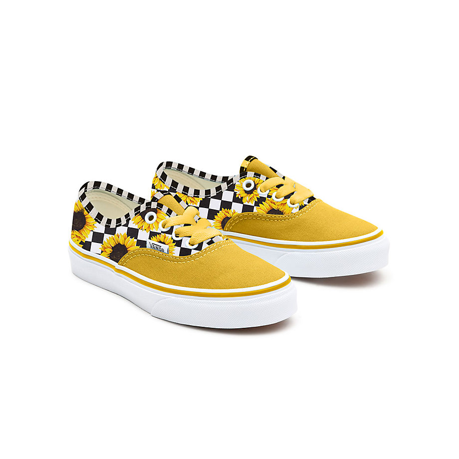 Vans Kids Customs Sunflowers Authentic Shoes (4-8 Years) (yellow) Kids Yellow