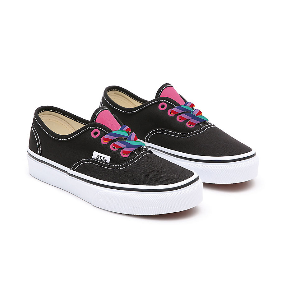 Vans Kids Customs Authentic Shoes (4-8 Years) (black) Kids Black
