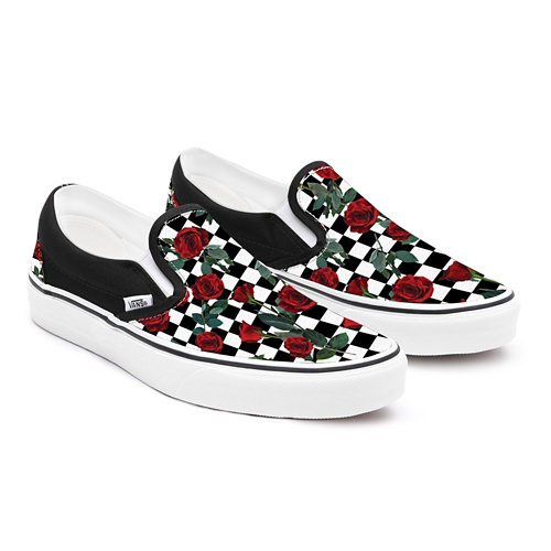 Checkerboard+Roses+Slip-on+Personnalis%C3%A9es