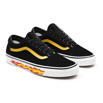 Customs Black Flames Old Skool Wide Fit