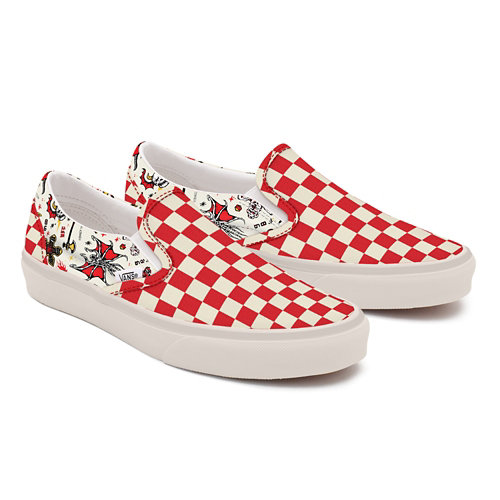 Vans+x+Stranger+Things+Hell+Fire+Club+Red+Checkerboard+Slip-On+Personalizzate