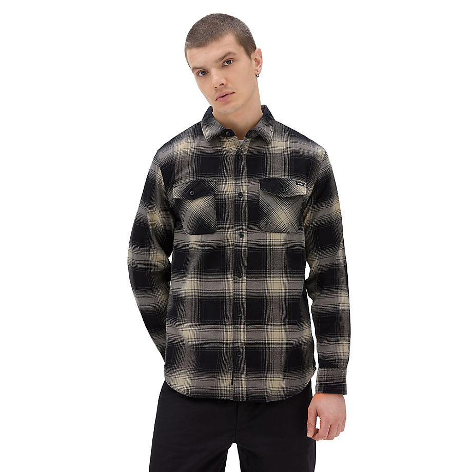 Vans Monterey Flannel Long Sleeve Buttondown Shirt(black/oatmeal)
