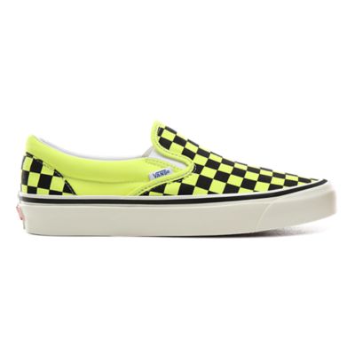 vans factory pack classic checkerboard slip-on plimsolls in yellow