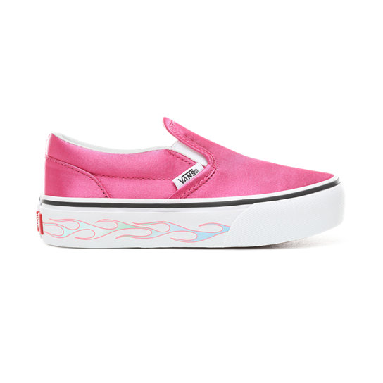 Kids Sidewall Flame Slip-On Platform Shoes (4-8 years) | Pink | Vans