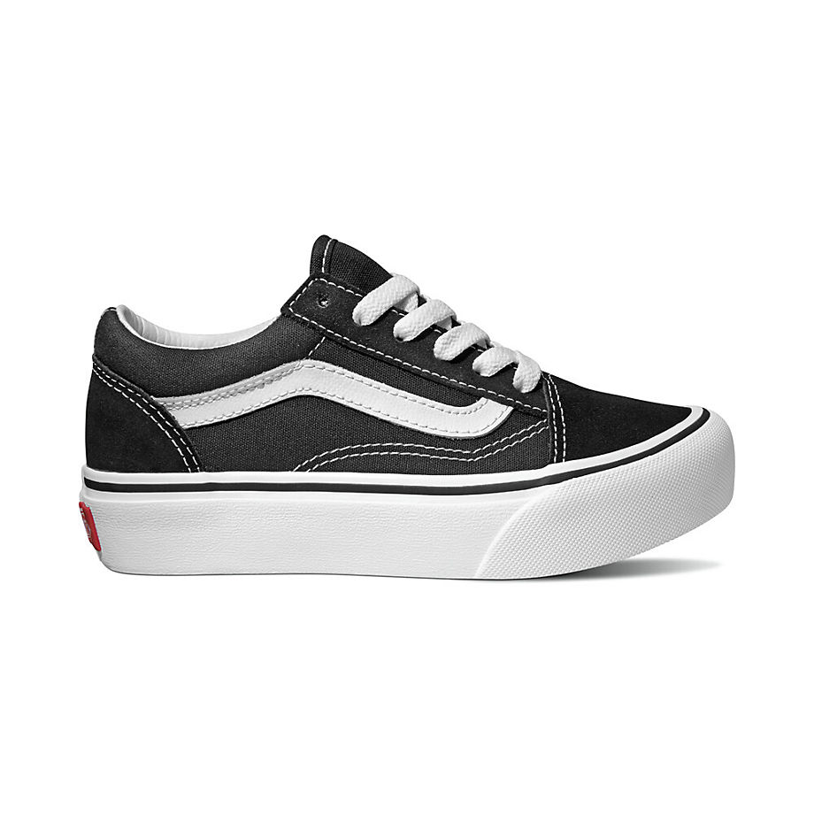 Vans Kids Old Skool Platform Shoes (4-8 Years) (black-true White) Kids Black