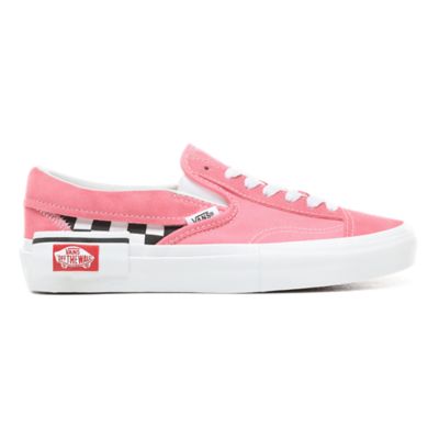 checkered slip on vans pink