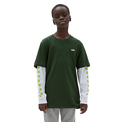 Camiseta de niños Long Check Twofer (8-14 años)