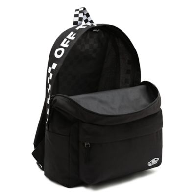 Vans realm black & white geo shop print backpack