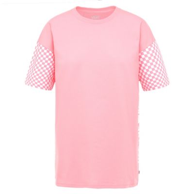 vans oversized checkerboard t shirt in pink