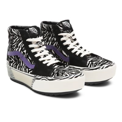Zebra SK8-Hi Stacked Shoes | Black | Vans