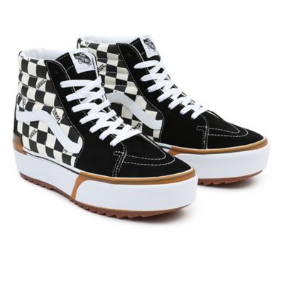 Checkerboard Sk8-Hi Stacked Shoes | Black, White | Vans