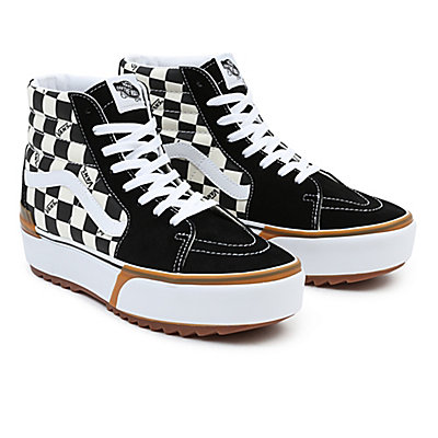 Checkerboard Sk8-Hi Stacked Shoes | Black, White | Vans