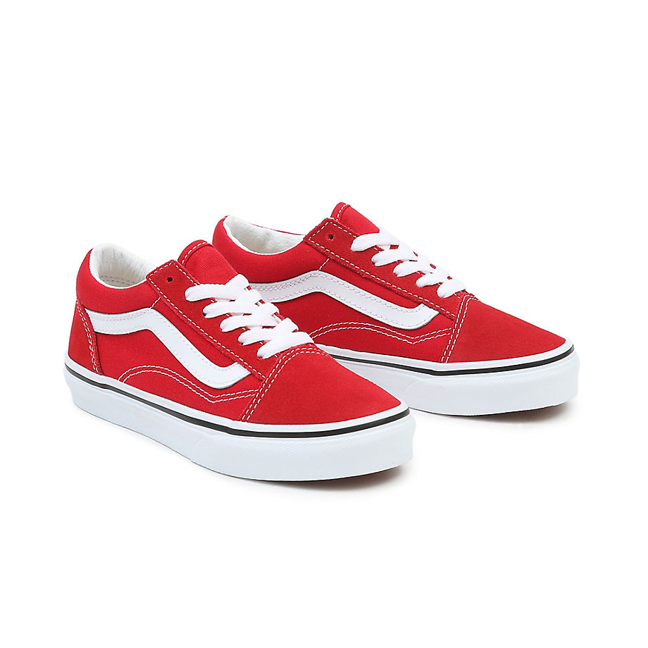 VANS Chaussures Junior Old Skool (4-8 Ans) (racing Red/true White) Enfant Rouge, Taille 31.5