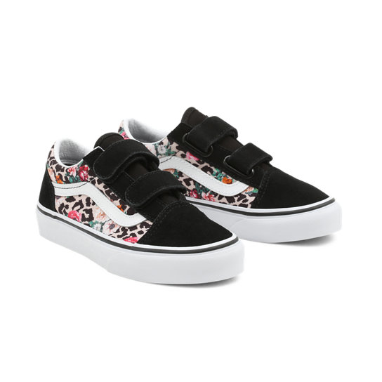 Kids Leopard Floral Old Skool V Shoes (4-8 years) | Black, Multicolour |  Vans