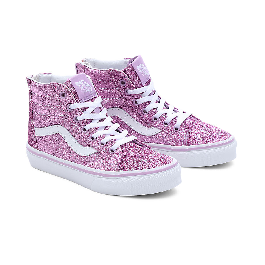 Vans Kids Sk8-hi Zip Glitter Shoe(lilac)