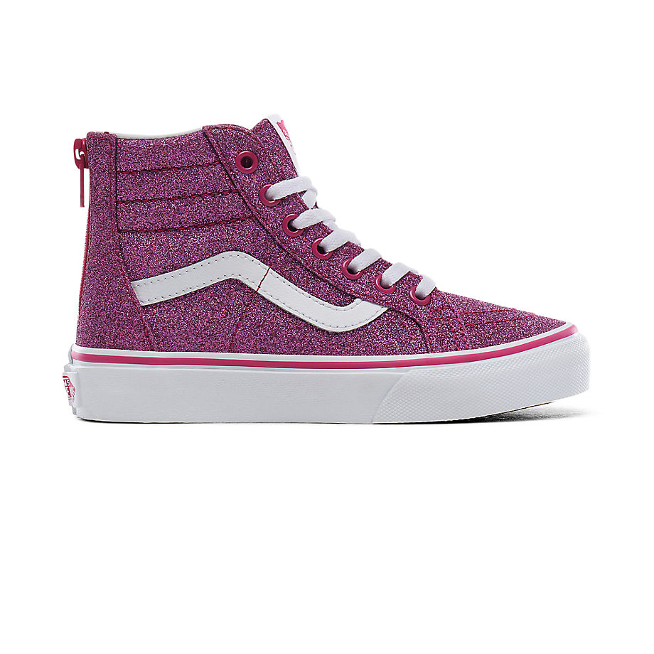 VANS Chaussures Junior Glitter Textile Sk8-hi (4-8 Ans) ((glitter Textile) Pink/true White) Enfant V