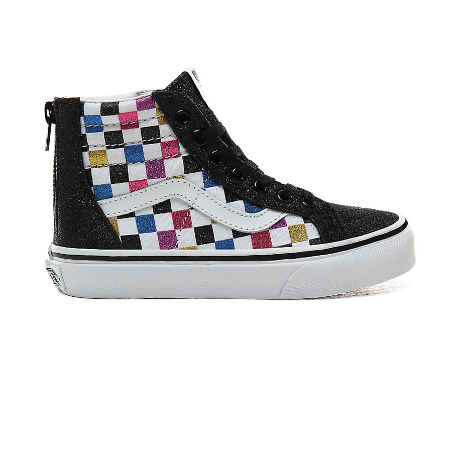 VANS Chaussures Junior Glitter Checkerboard Sk8-hi Zip (4-8 Ans) ((glitter Checkerboard) Black/true 