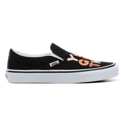 vans classic slip on black embroidery blanc